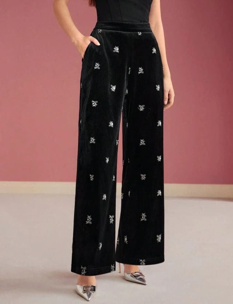 بنطلون بدلة مصمم خصيصًا من MOTF  مطرز بالورود