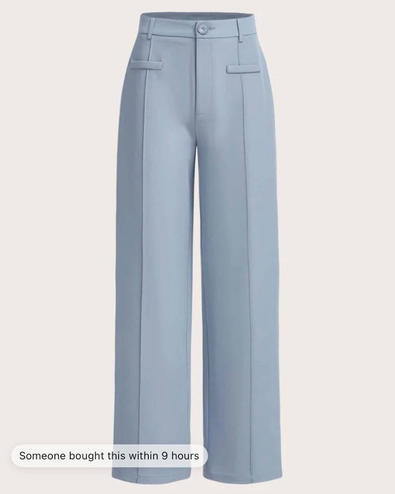 بنطلون   مريح بخصر مرتفع وساق مستقيمة