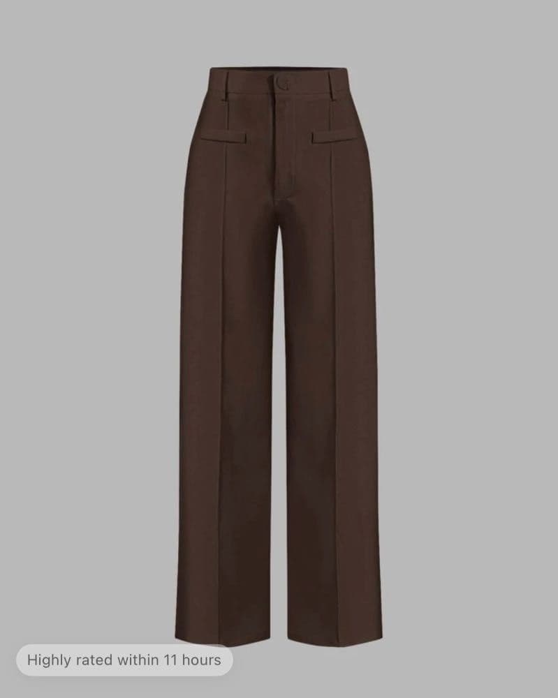 بنطلون   مريح بخصر مرتفع وساق مستقيمة