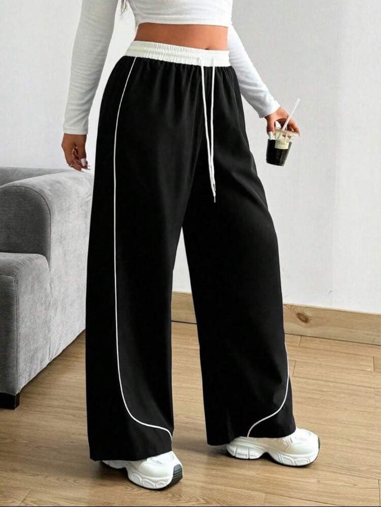 بنطلون كاجوال فضفاض برباط  بمقاسات كبيرة بألوان متعددة