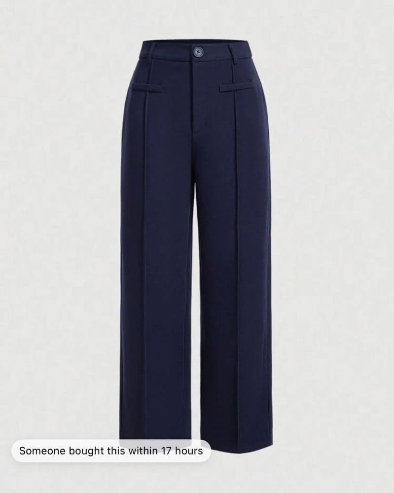 بنطلون   مريح بخصر مرتفع وساق مستقيمة