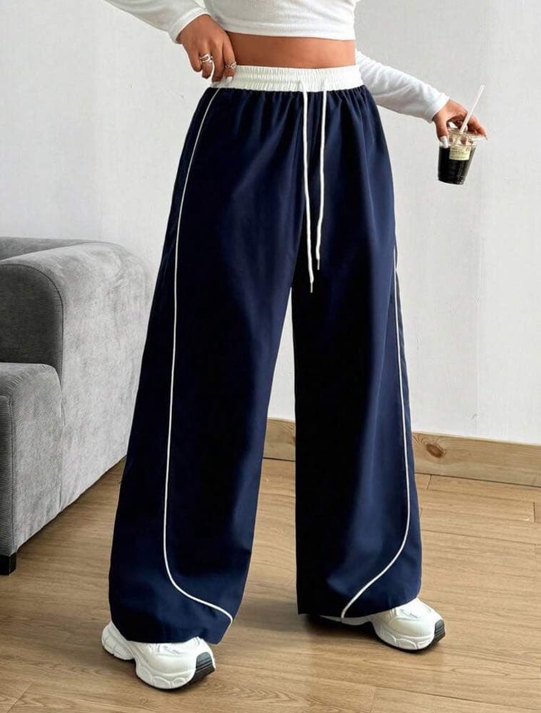 بنطلون كاجوال فضفاض برباط  بمقاسات كبيرة بألوان متعددة